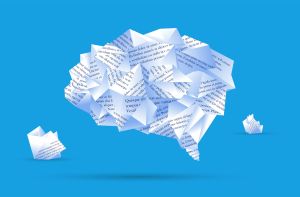 An illustration of a brain made out of paper