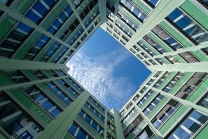 Low angle view of buildings against the sky