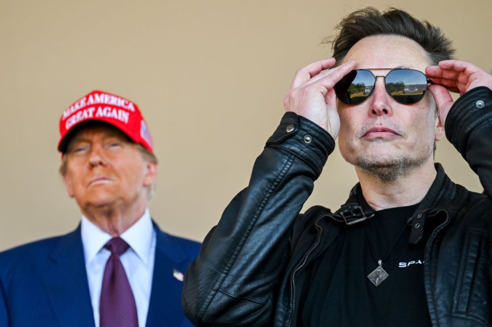 A photo of Donald Trump on the left and Elon Musk on the right.