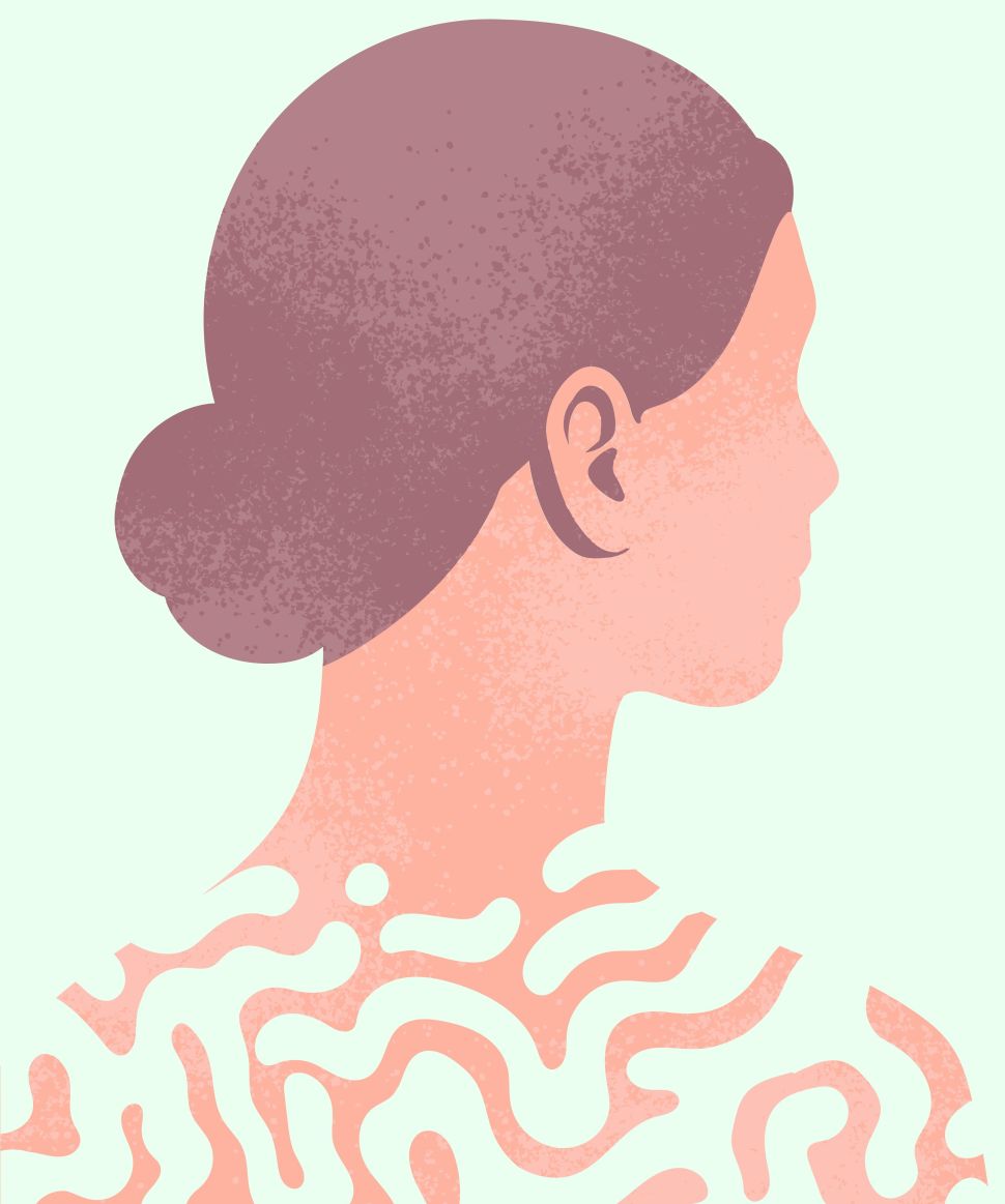 Illustration of a woman from the back in profile